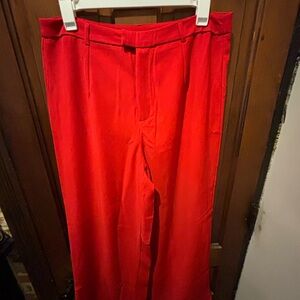 SHEIN Curve Wide Leg Pants in Bright Red
